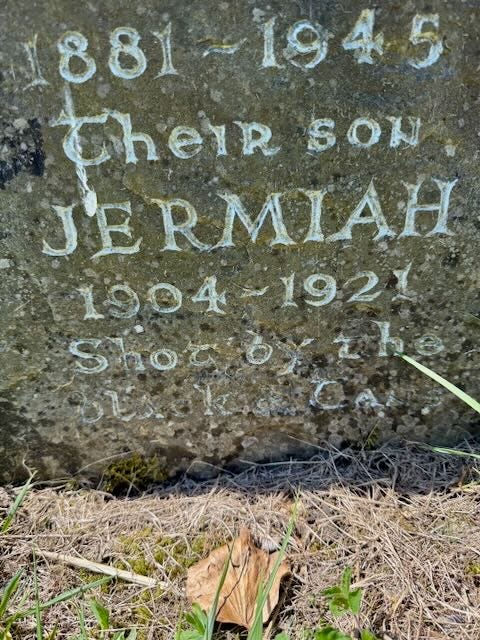 St Gobnit Shrine, Stone fort, tombstone