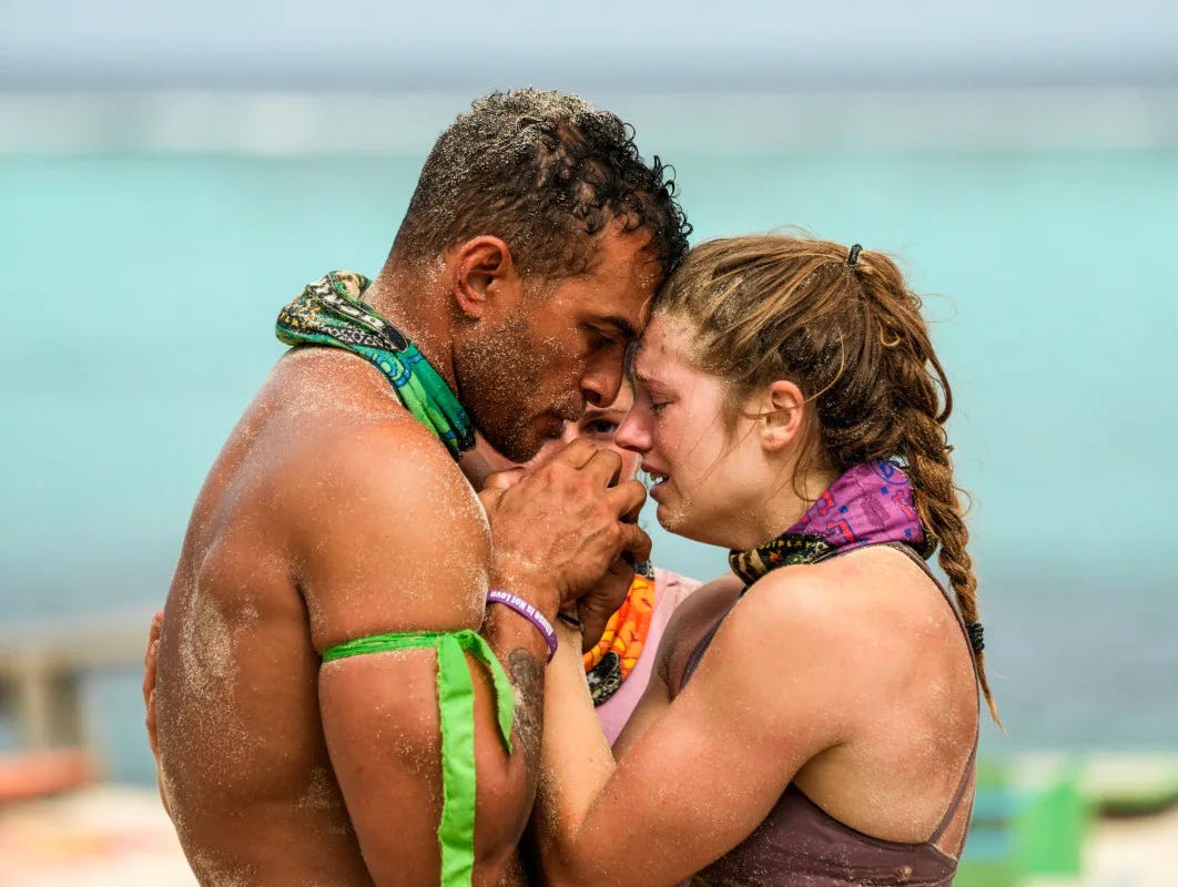 Joe helps Eva manage her emotions on Survivor 48