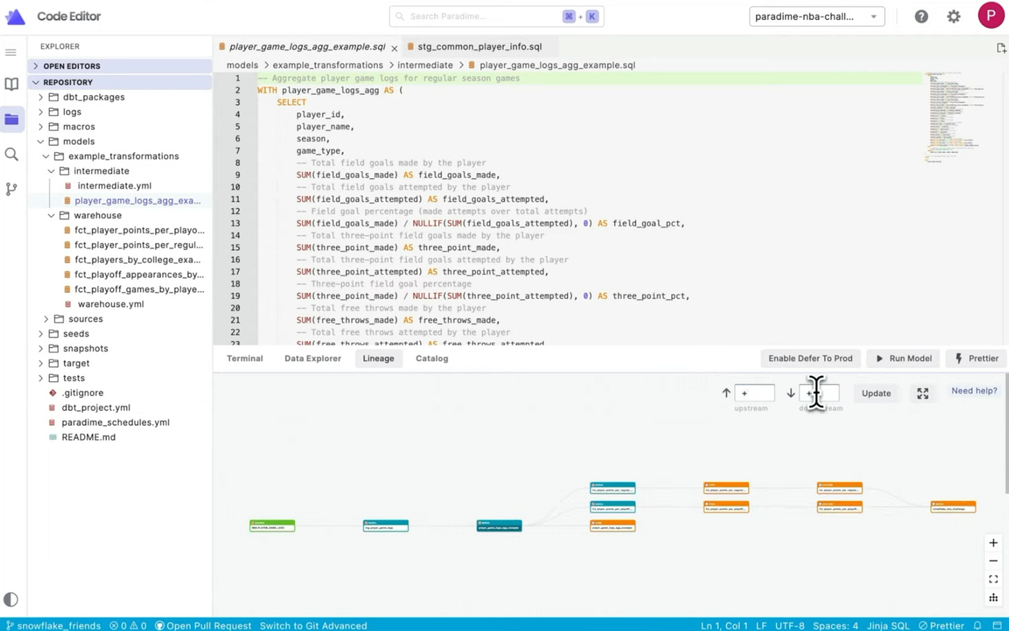 Lineage | Get to know the Paradime IDE Apps Panel | dbt
