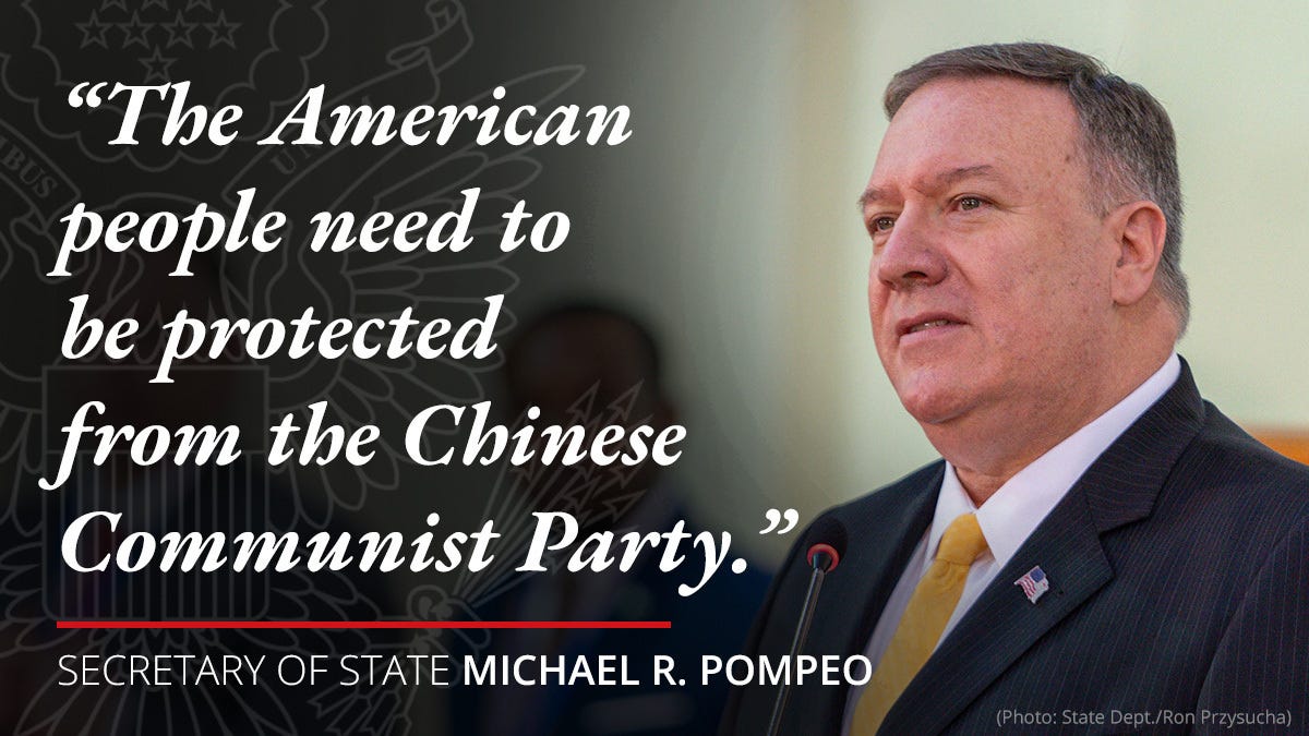 Department of State on X: ".@SecPompeo on the Quad: The American people  need to be protected from the Chinese Communist Party. And one of the tools  that we use is this set