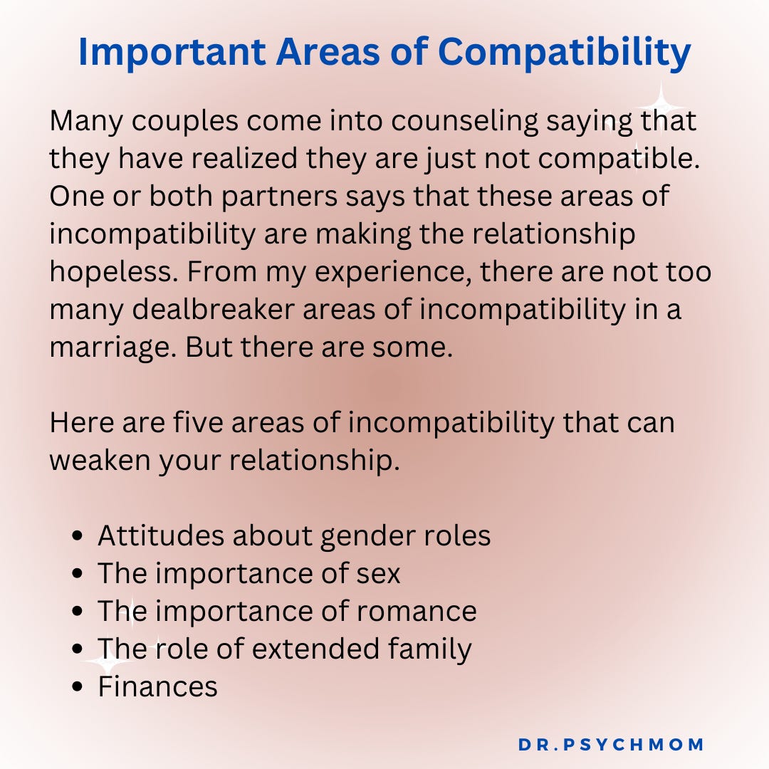 Good Compatibility Important Areas of Compatibility - Dr. Psych Mom