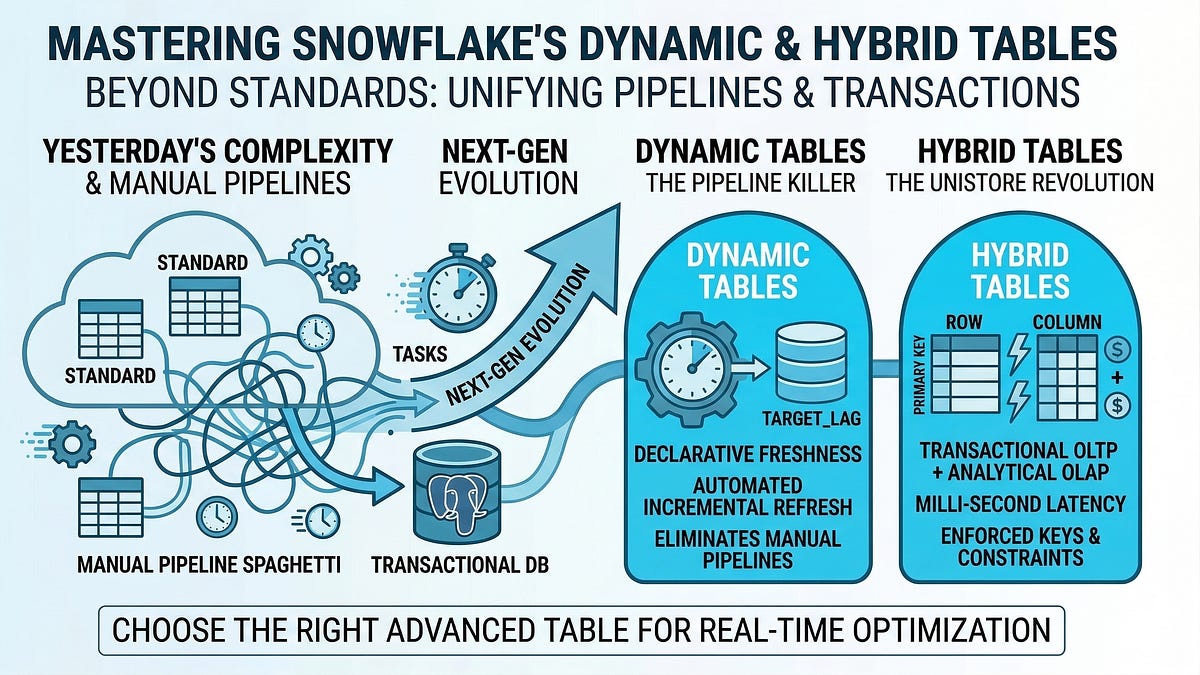 Beyond Standard Tables: Mastering Snowflake’s Dynamic and Hybrid Tables