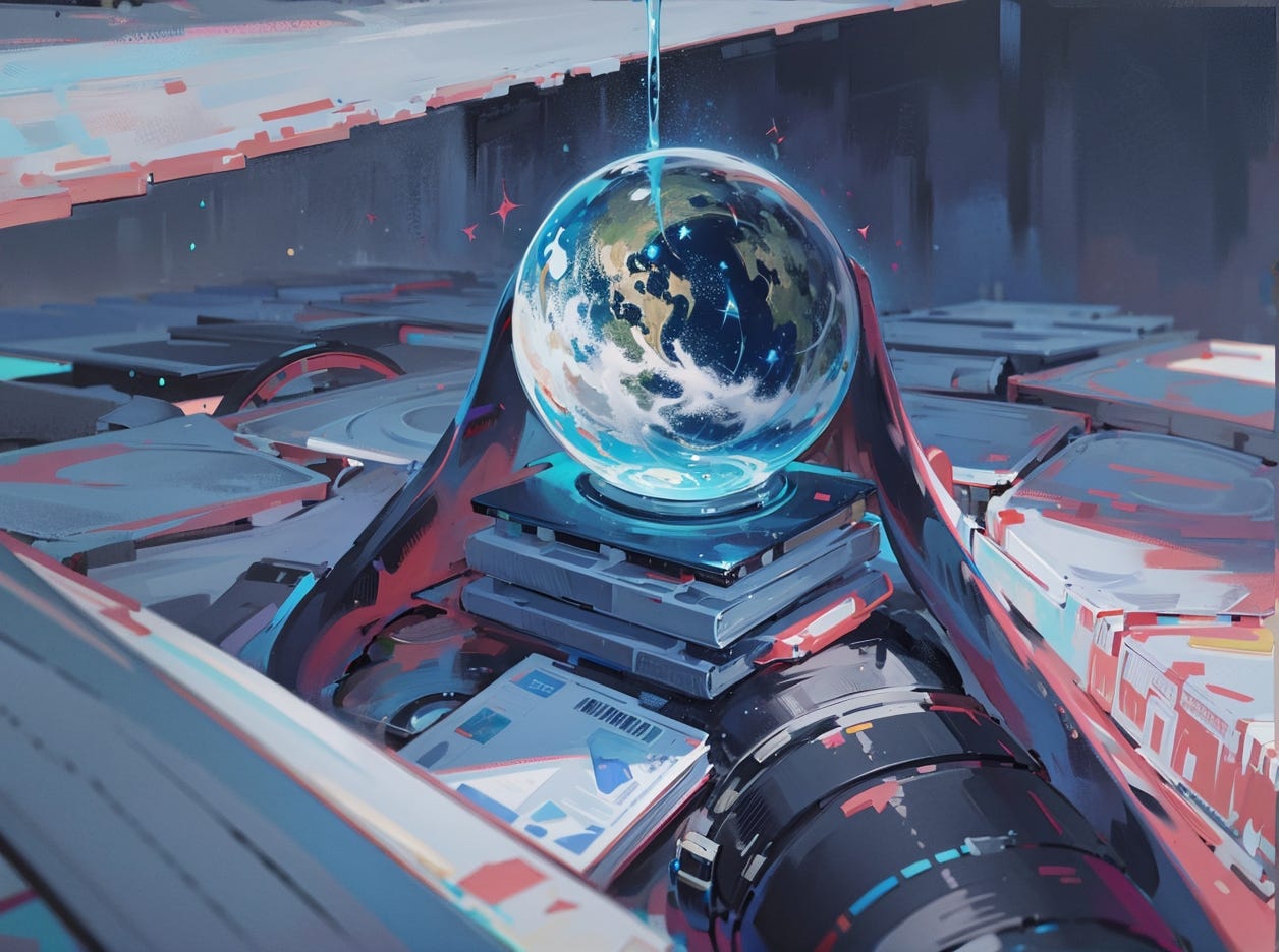 Picture of the world surrounded by tech manuals