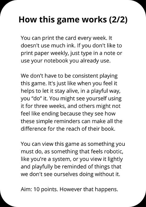 The Unmarketing Game for Books DEMO