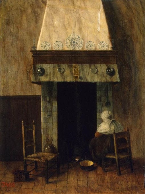 An Old Woman by a Fireplace | Jacobus Vrel | Oil Painting