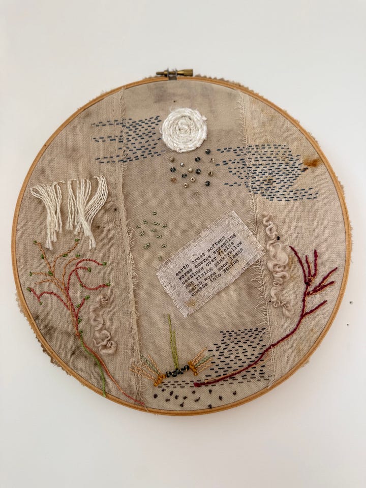 top left -detail of December: top right - detail of February: bottom left - March moon: bottom right - detail of June moon.