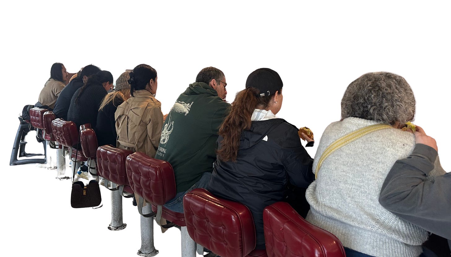 The Apple Pan's signature red stools