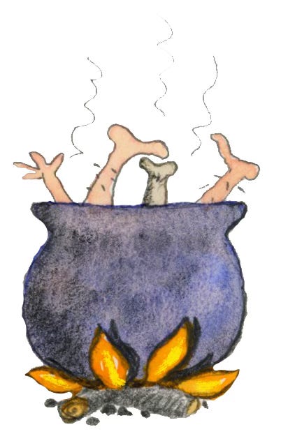 illustration of a cooking pot with limbs