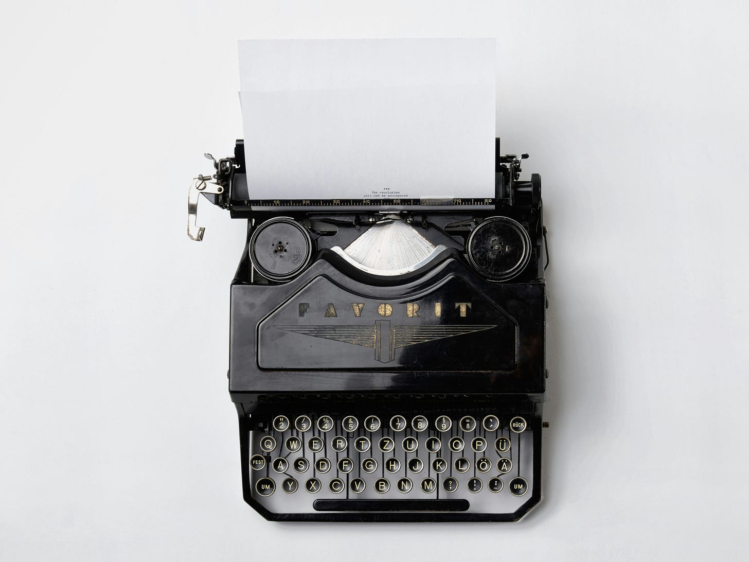 Typewriter on a white background