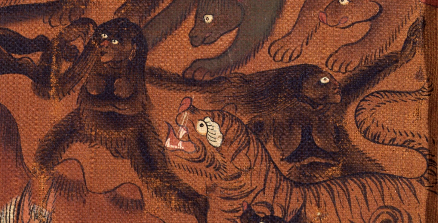 Yetis on thangka Yetis on thangka