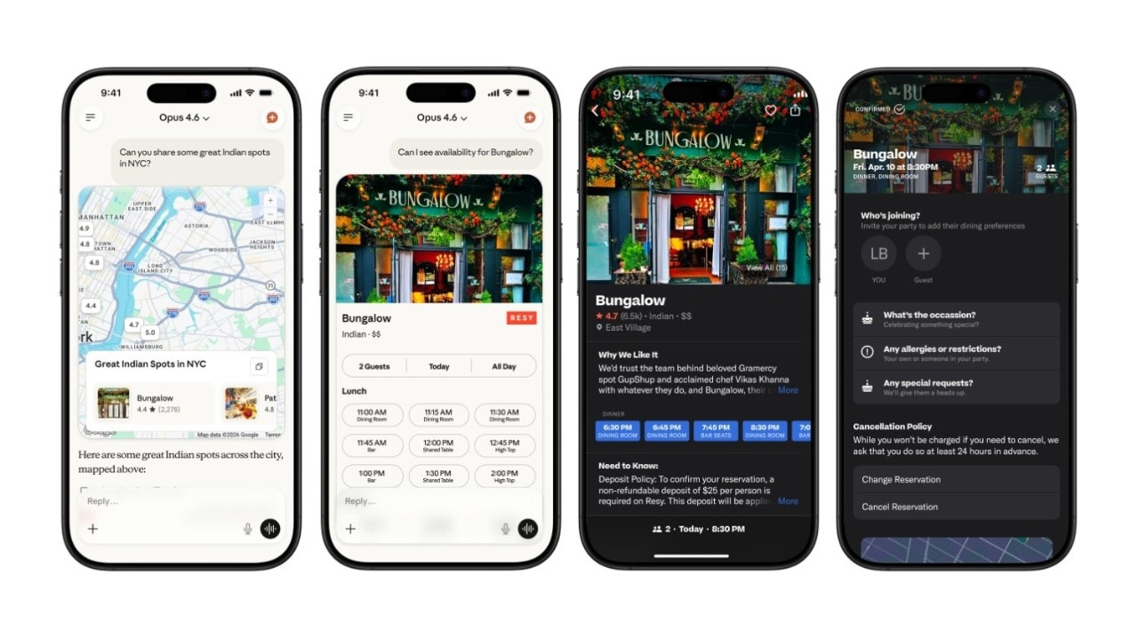 An overview of the Resy app user experience inside Claude