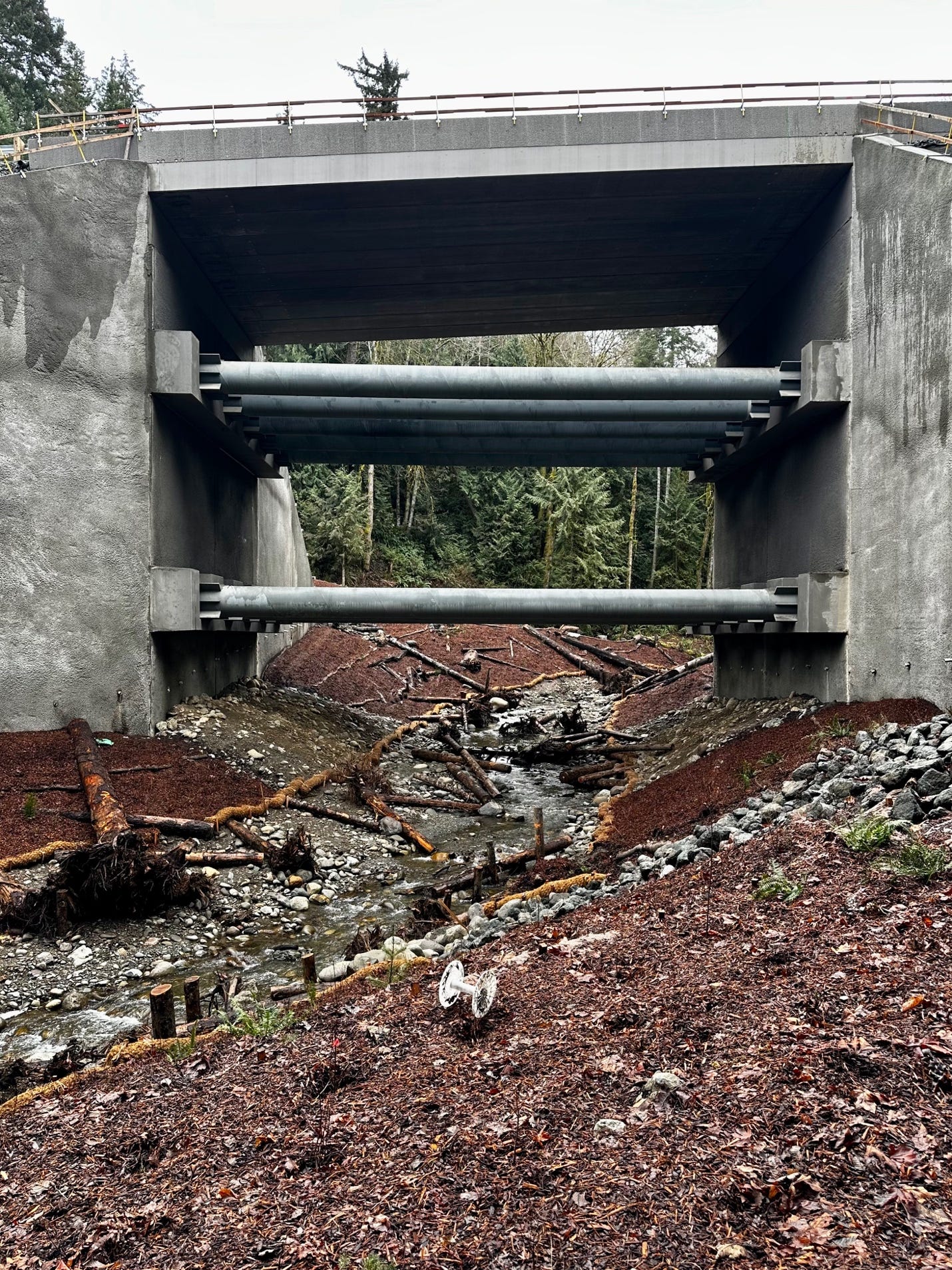 A bridge with pipes under it

Description automatically generated with medium confidence