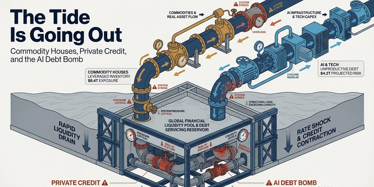 The Tide Is Going Out: Commodity Houses, Private Credit, and the AI Debt Bomb