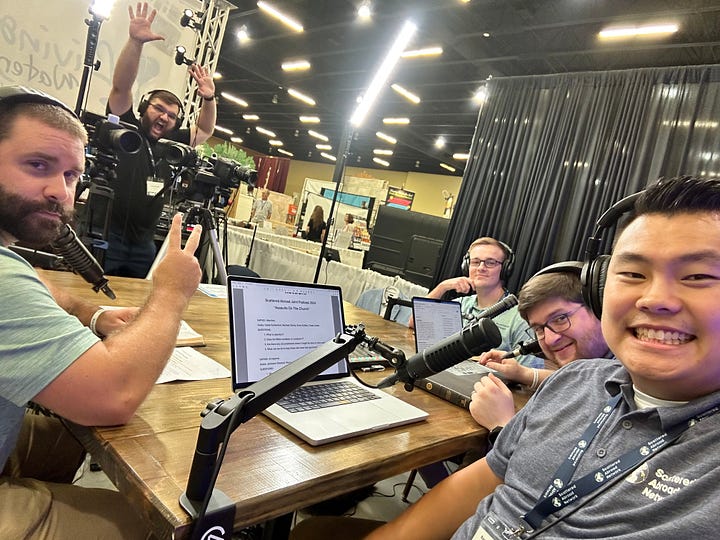The SAN booth and recording sessions for podcasts.