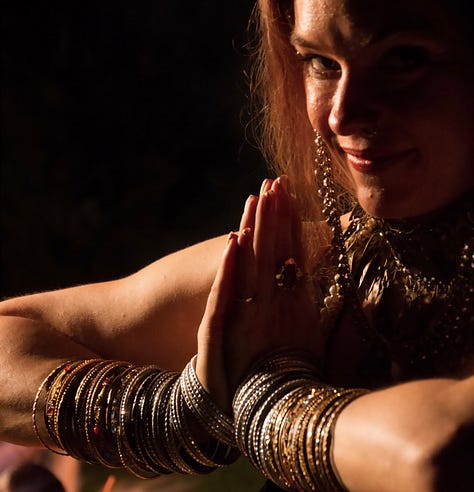 The author in a variety of poses and costumes with hints of all that Indian Dance adoration