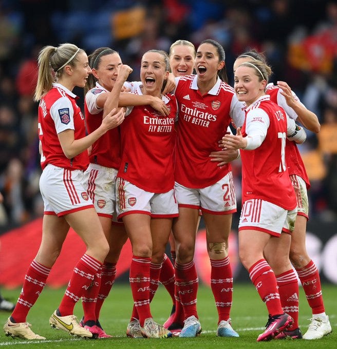 The team celebrate our third goal