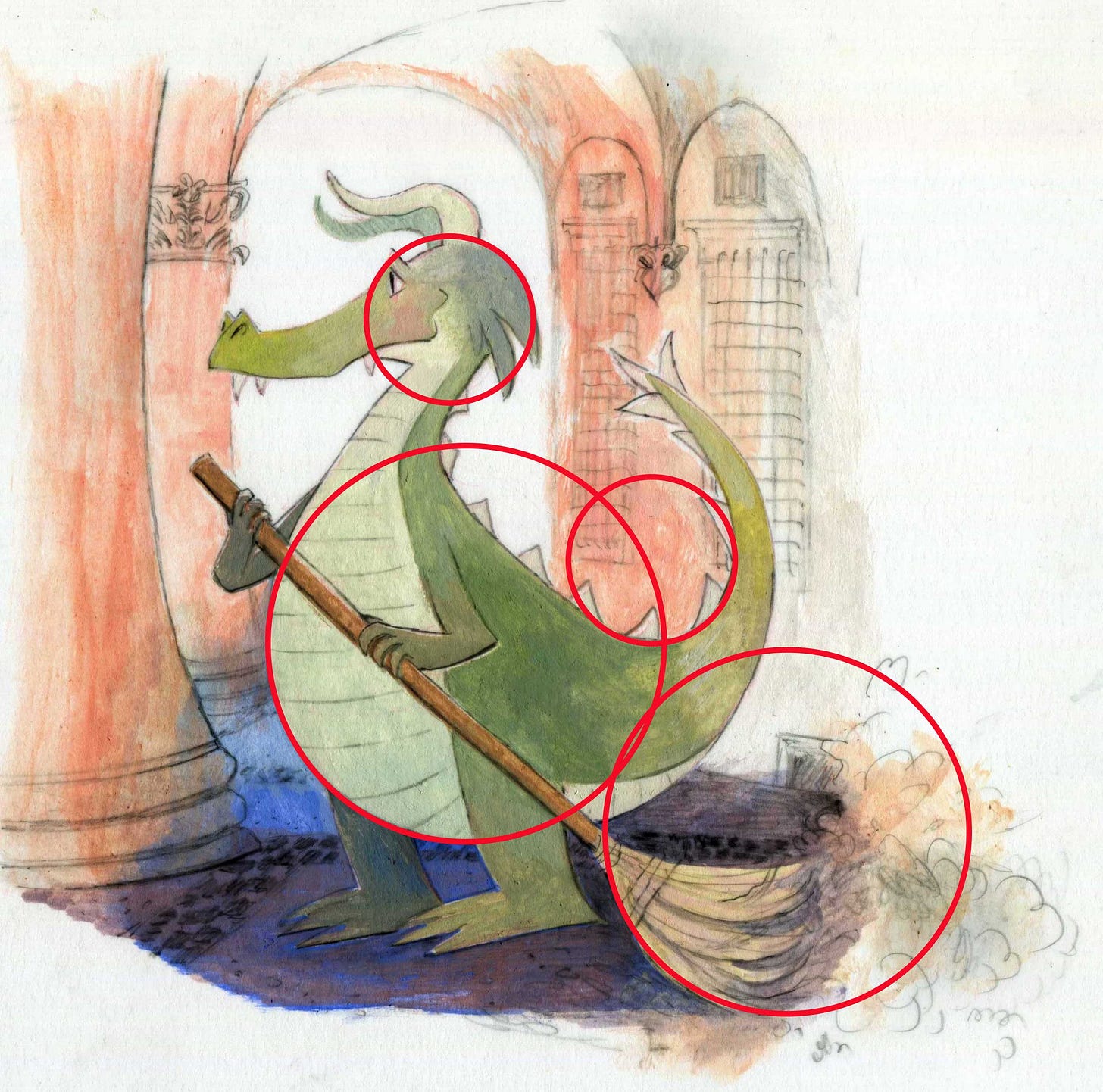 Kayla Stark Dragons Shouldn't Character Illustration with circle guides