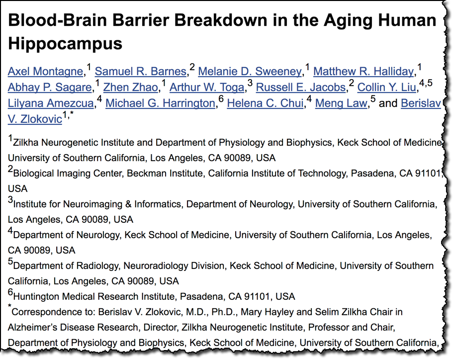 Blood-Brain Barrier Breakdown in the Aging Human Hippocampus 