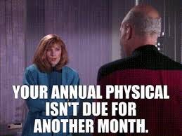 YARN | Your annual physical isn't due for another month. | Star Trek: The  Next Generation (1987) - S03E18 Allegiance | Video gifs by quotes |  4cf6ff66 | 紗