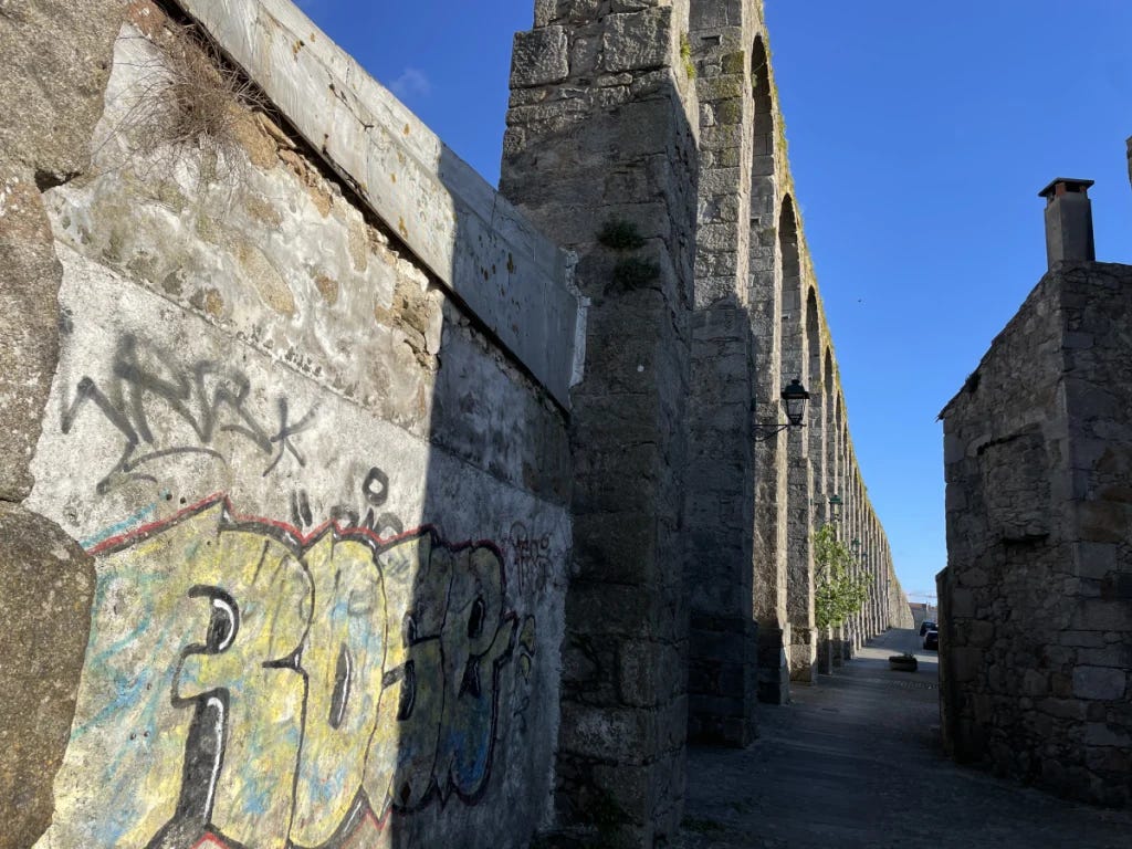 aqueducts, rj huneke, writing, portugal, medieval, coffee, r.j. huneke, writer