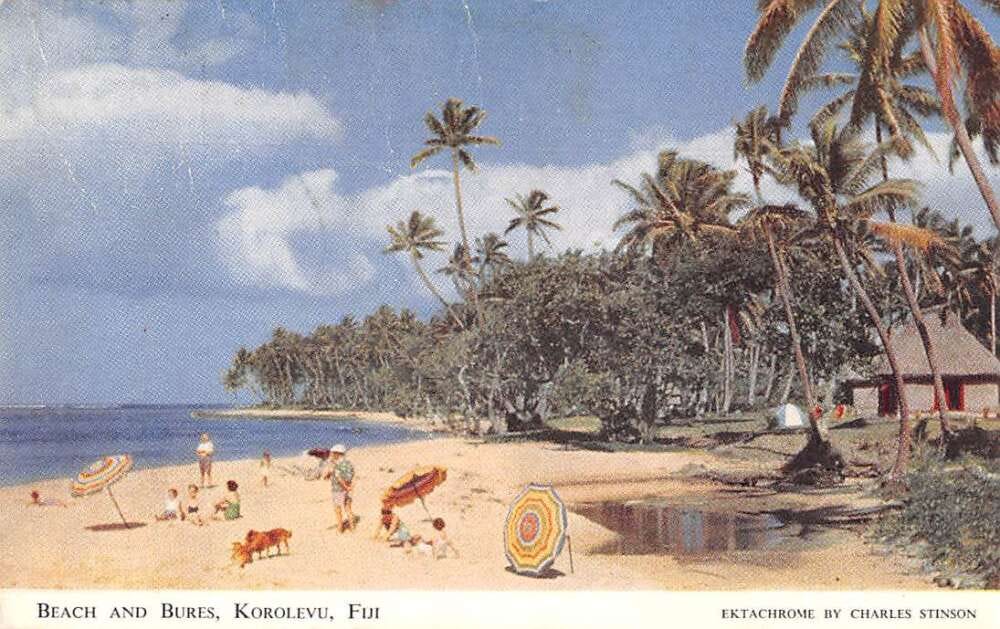 Korolevu Fiji Beach and Bures Scenic View Vintage Postcard AA43901