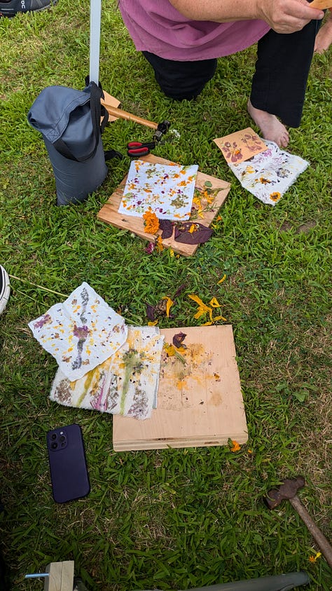 flower pounding prints using a variety of flowers