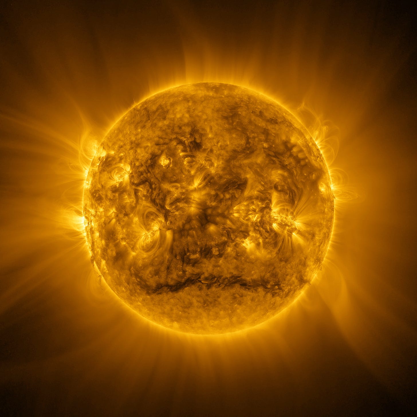 Cheer up! Image of a seemingly unhappy Sun taken by The Solar Orbiter
