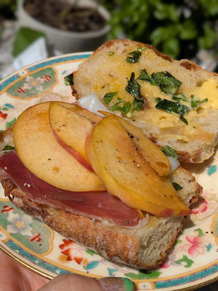 Peach and Prosciutto Sandwich.
