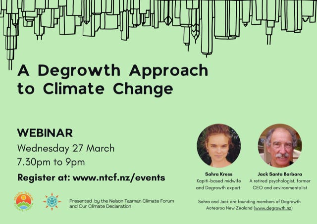 Invitation poster for the webinar "A Degrowth Approach to Climate Change". Invitation poster for the webinar "A Degrowth Approach to Climate Change".