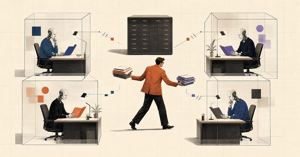 Newsletter artwork for “I Hired Four AI Agents. Then I Became Their Middle Manager.”