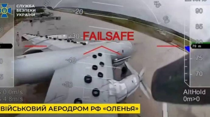 Ukraine's Security Service posts video of Operation Spider's Web, showing  41 Russian aircraft being hit | Ukrainska Pravda