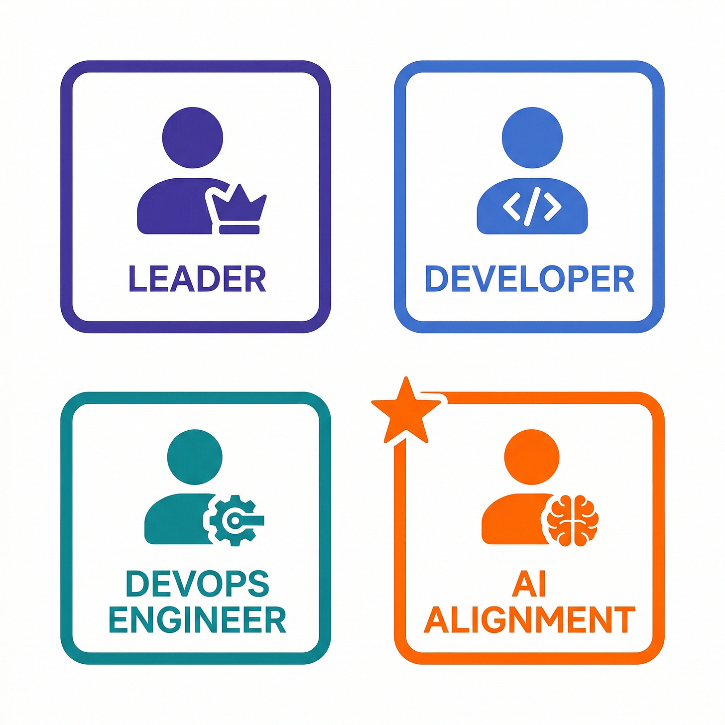 Four departing team members with roles