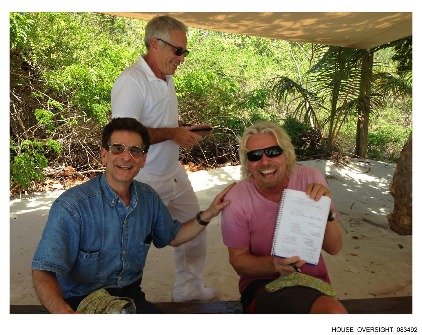 Sir Richard Branson was photographed with Epstein on a beach