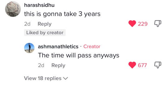 beedo beedo — [ID. Two tiktok comments. The first is from...