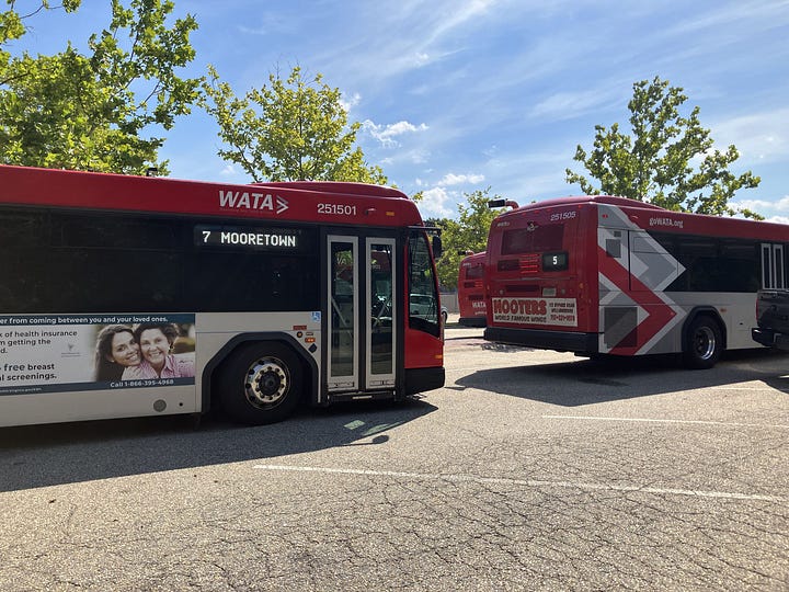 picture of buses aand WATA executive director (WATA and Williamsburg Watch)