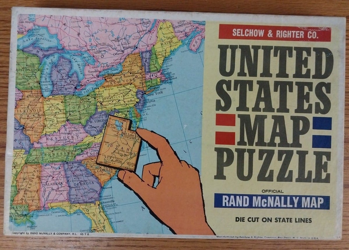 Vintage United States Map Puzzle Selchow & Righter Co. Rand McNally | eBay
