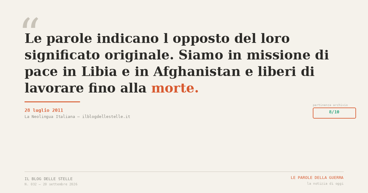 Missione, operazione, presenza.