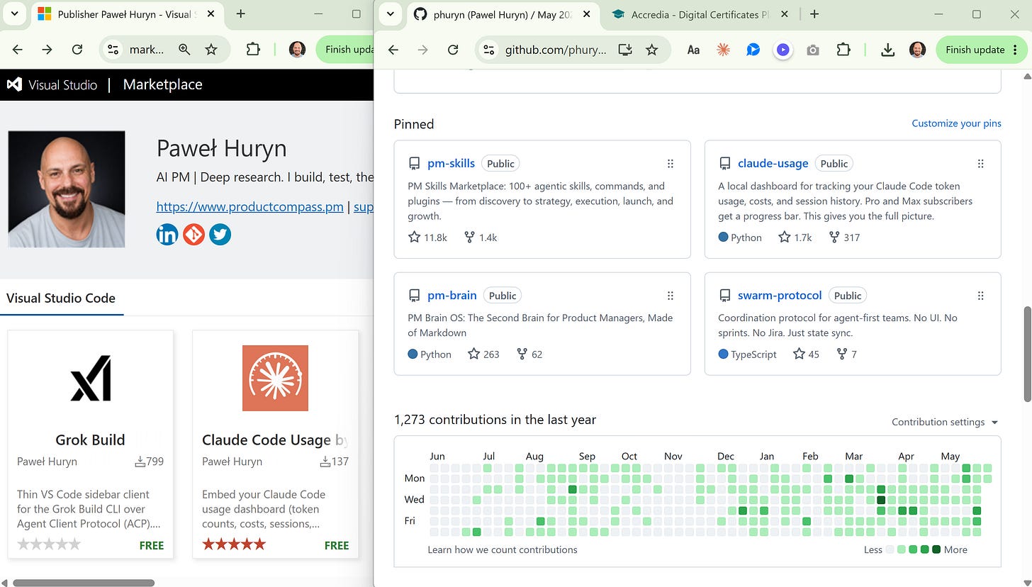 Pawel Huryn GitHub: Grok Build, Claude Code Usage, PM Brain OS, Accredia.io