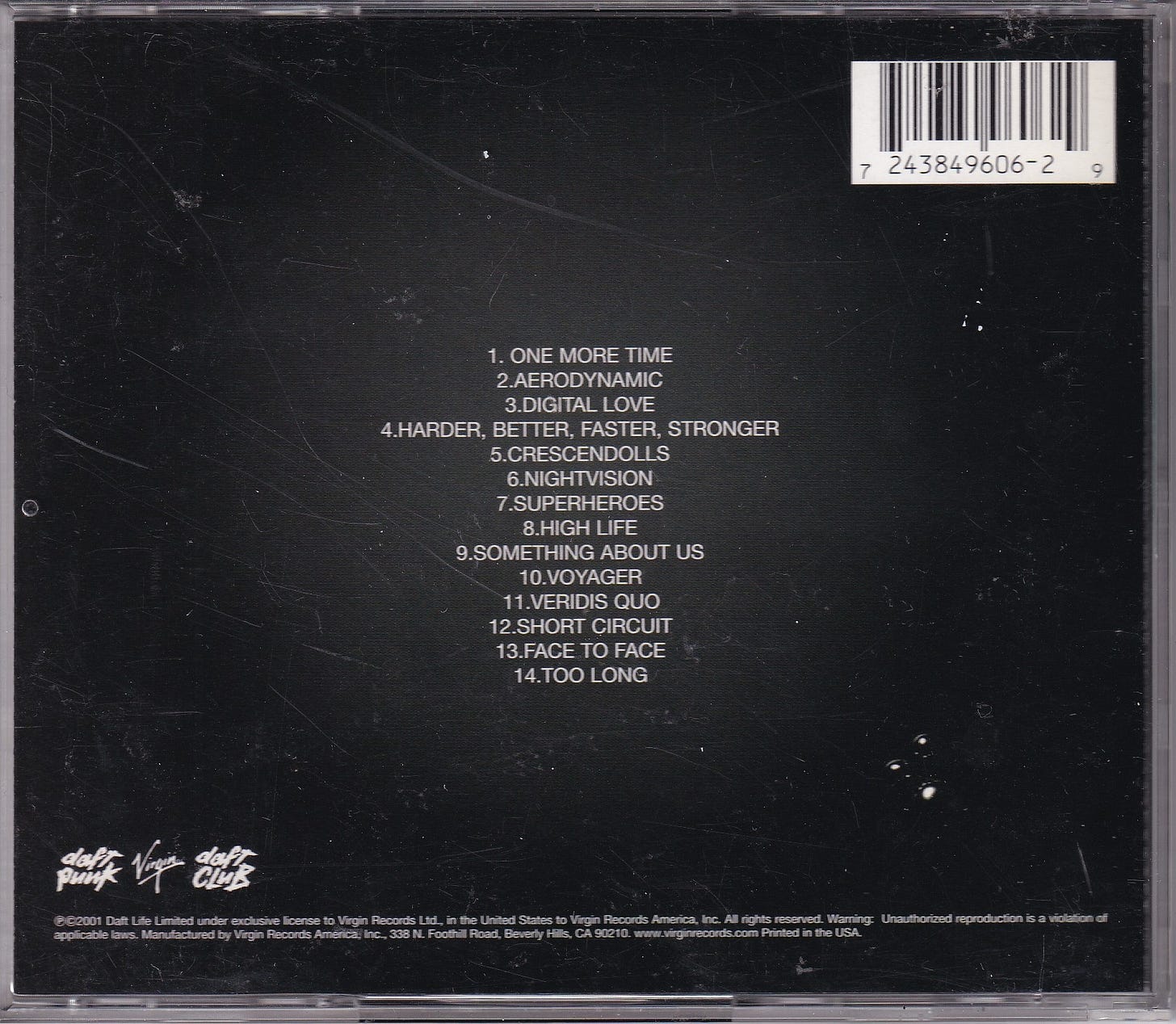 the tracklist for Daft Punk's Discovery album the tracklist for Daft Punk's Discovery album