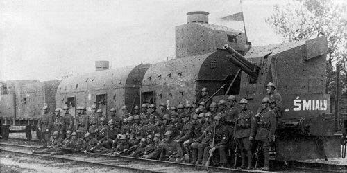 Armoured train 'Śmiały' in 1920. Armoured train 'Śmiały' in 1920.