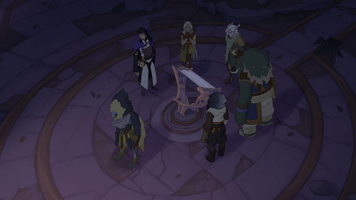 Screenshots from various moments of Eternal Strands gameplay and cutscenes