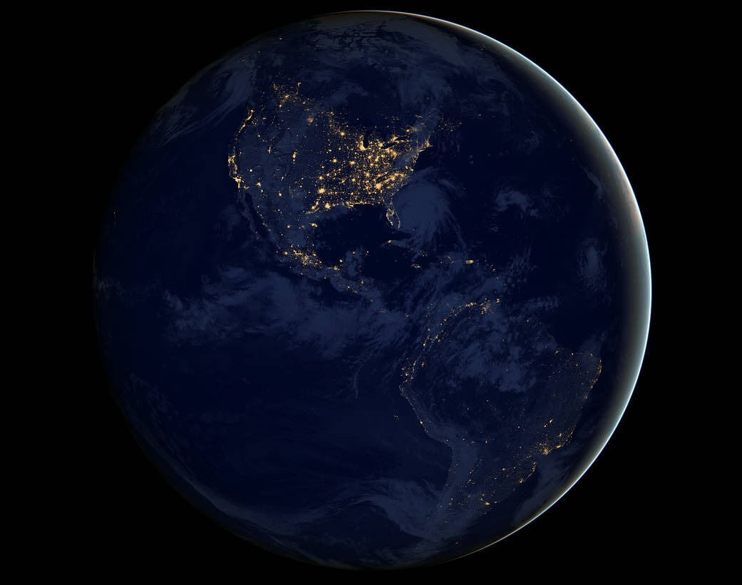 North and South America at nigh