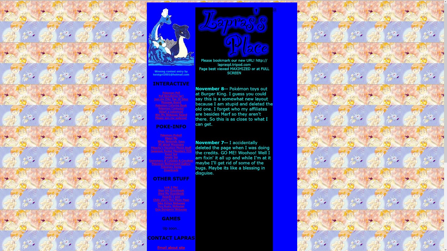 Lapras’s Place layout (November 1999) Lapras’s Place layout (November 1999)