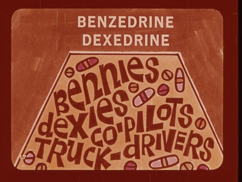 A series of gorgeous illustrations from the 1968 “Drug Abuse: Glue-Sniffing and Pills”