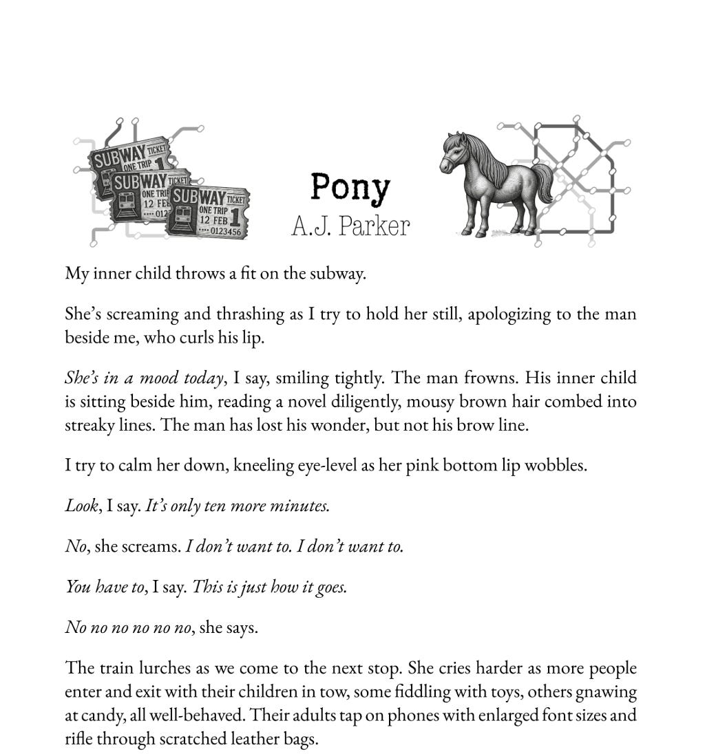 Text: My inner child throws a fit on the subway ... Text: My inner child throws a fit on the subway ...