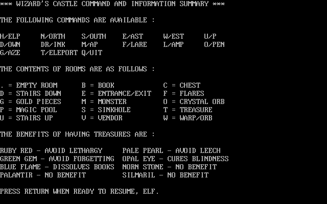 The Wizard's Castle game at DOSGames.com