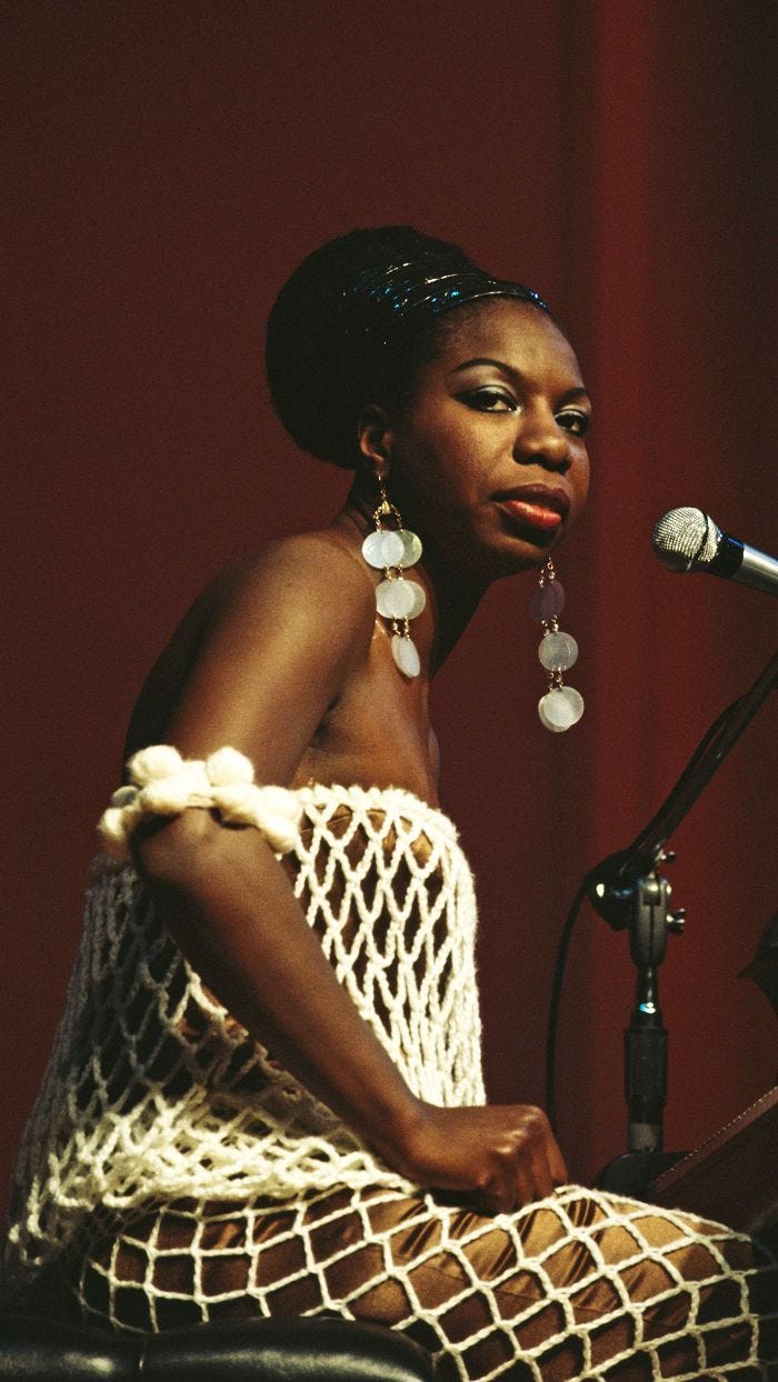 images of Loulou de Falaise and Nina Simone looking stylist, both in their primes.