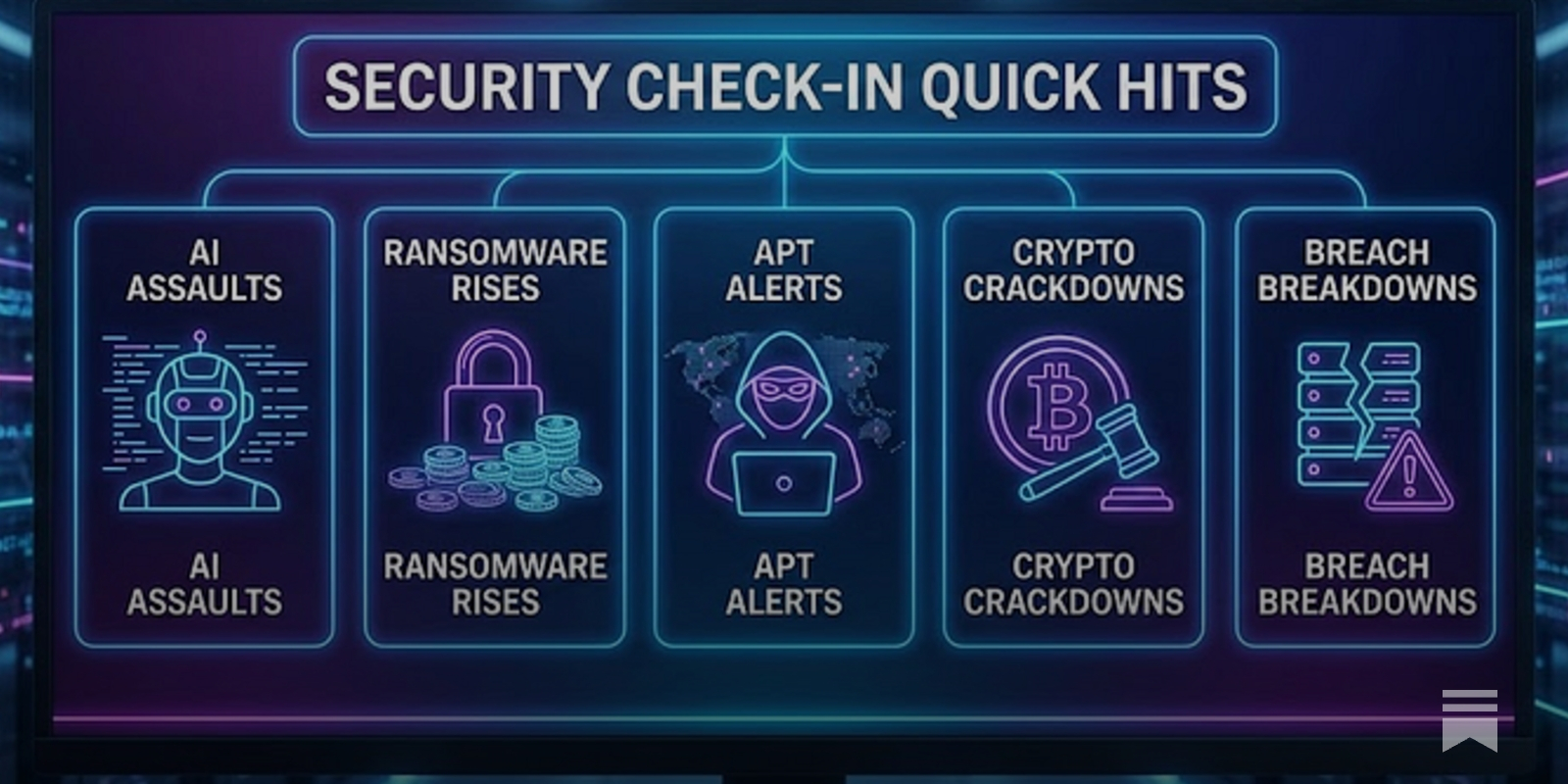 Security Check-in Quick Hits: AI Assaults, Ransomware Rises, APT Alerts,  Crypto Crackdowns, Breach Breakdowns