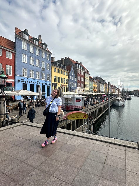 6 photos that Sydney took in Copenhagen and Oslo: largely of her around different sights and an image of "the scream"