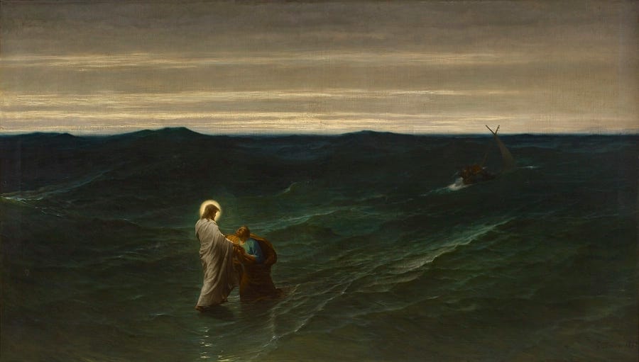 JESUS AND PETER ON THE WATER (JESUS ET PIERRE SUR LES EAUX )
